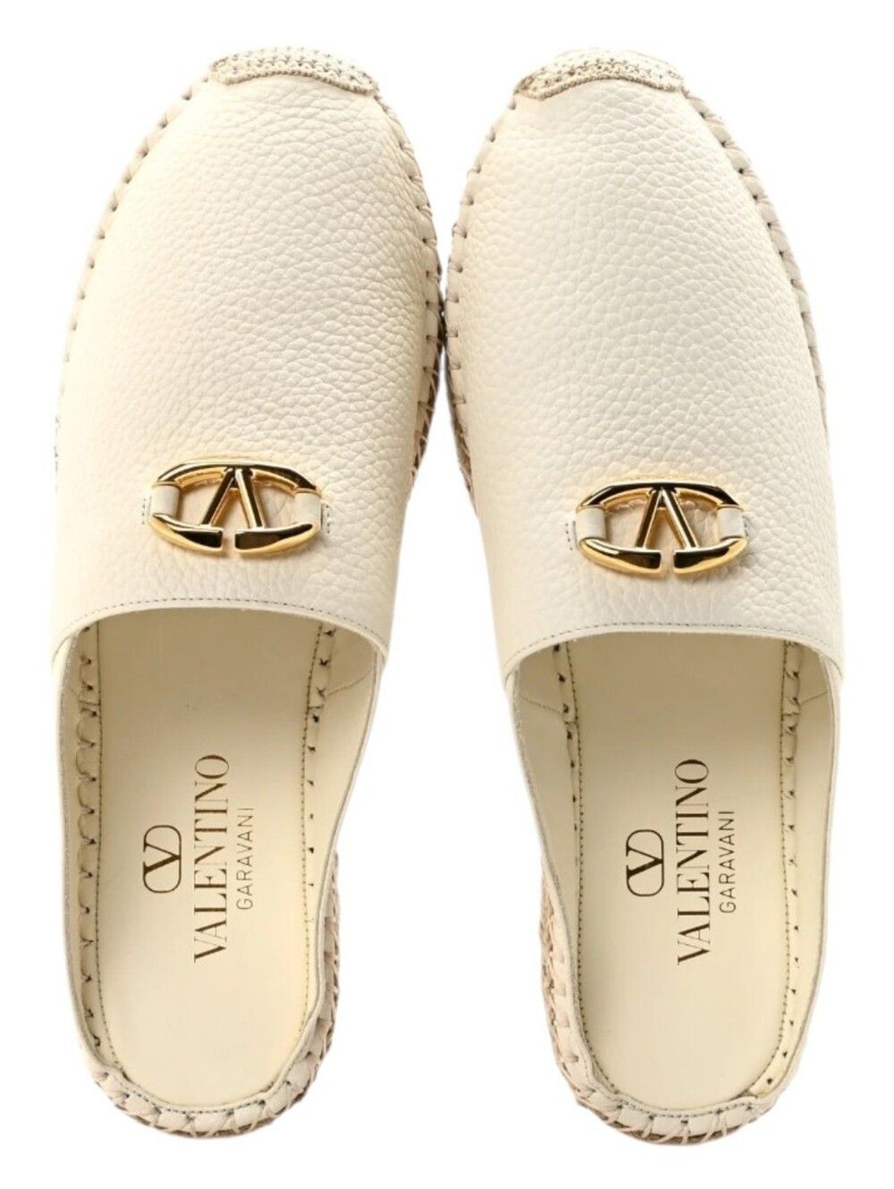 Valentino Garavani VLOGO 25 embellished textured-leather‎ espadrille mules